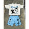 2026 New Spring American Hip-hop Style Men's Round-neck Top And Casual Shorts, Street Fashion Trend Men's Short-sleeved 2pcs Set
