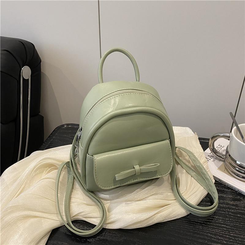 Color Solid Elegant Bow Small Designer Backpack Sewed Details Daily Bags Wear