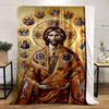 Gold Intricate Robes Adorned with Celestial and Angelic Motifs. for All Seasons Blanket Lunch Break Throw Gift