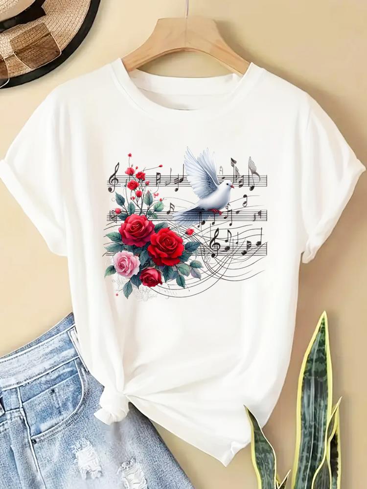 (Asiatische Größe) T-Shirt Mode Damen Tee Top geometrischer Trend Kleidung Lässig Bedruckt Dame Weiblich Grafik Kurzarm T-Shirts