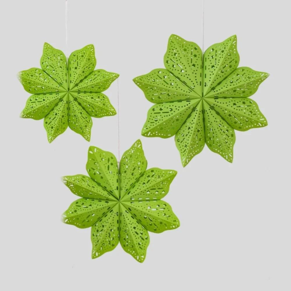 Christmas Decor Origami Snowflake Paper-cut Patterns Fold-and-stick Construction Pink,Red,Yellow Christmas Party
