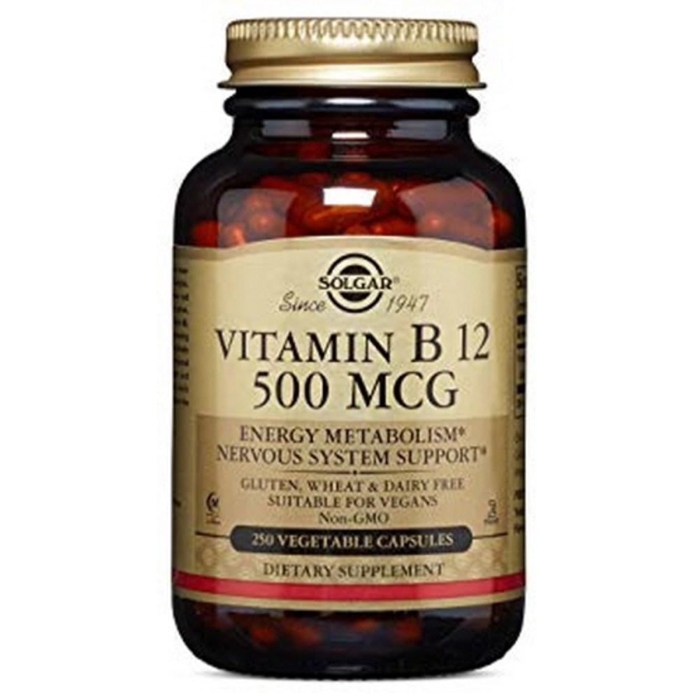 Solgar Vitamin B12 500mcg Vegetable Capsules 250 Tablets 1 pcs