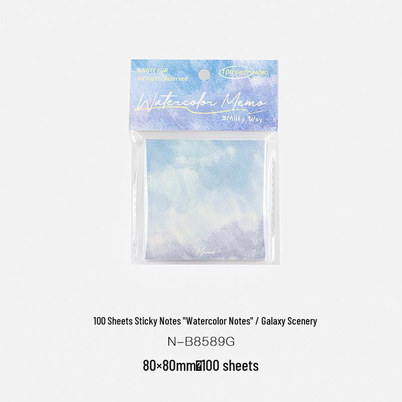Watercolor Series Tearable Memo Pad - 100 Non-adhesive Sheets