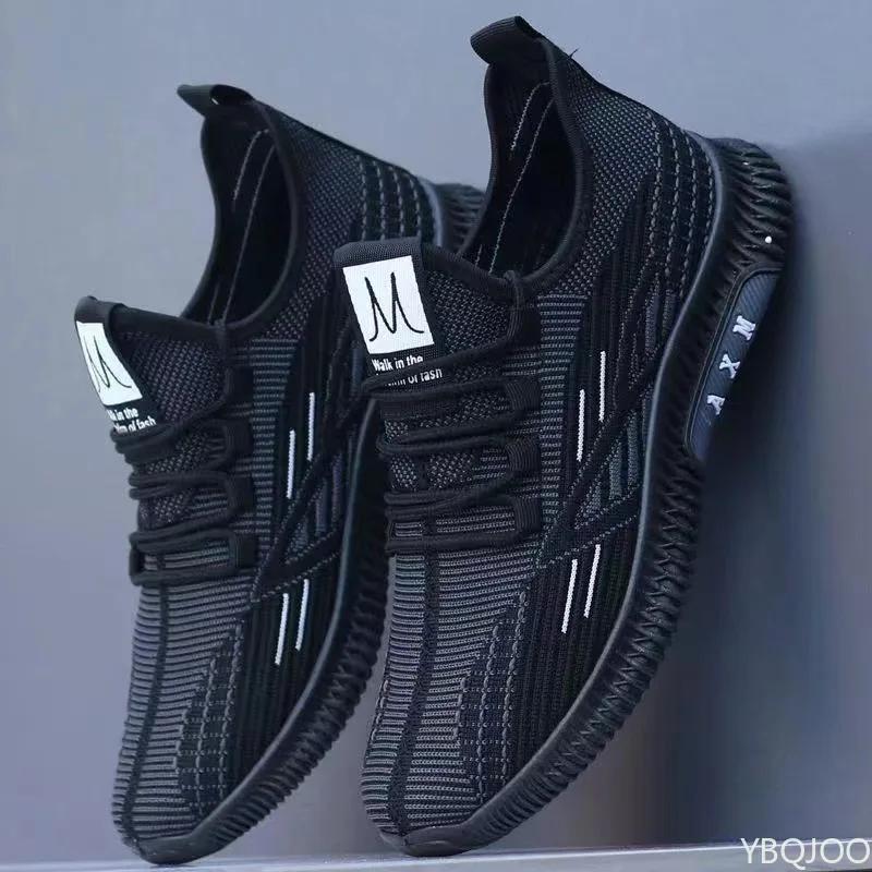 Fashion Casual Men's Shoes Spring New Mesh Breathable Running Trendy Color Blocked Men's Flat Bottom Vulcanized Single Shoes Sneakers