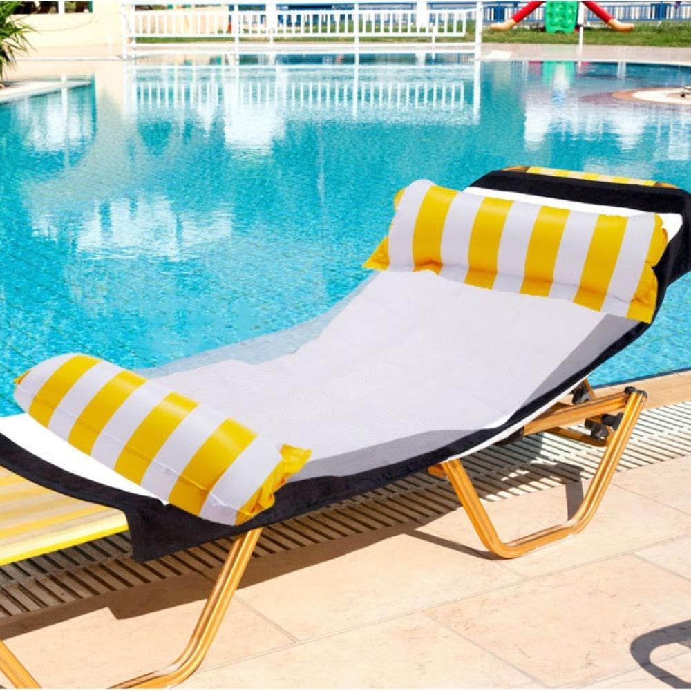 Swimming Pool Inflatable Float Hammock Foldable Summer Beach Leisure Striped Inflatable Lounge Chair Water Party Accessories