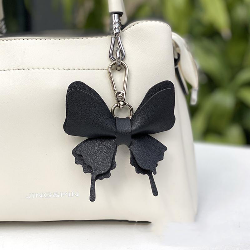 Cute Keychain White Purple Butterfly Flower Insects Car Key Ring Key Chains For Women Men Souvenir Gift Jewelry Bag Accessories