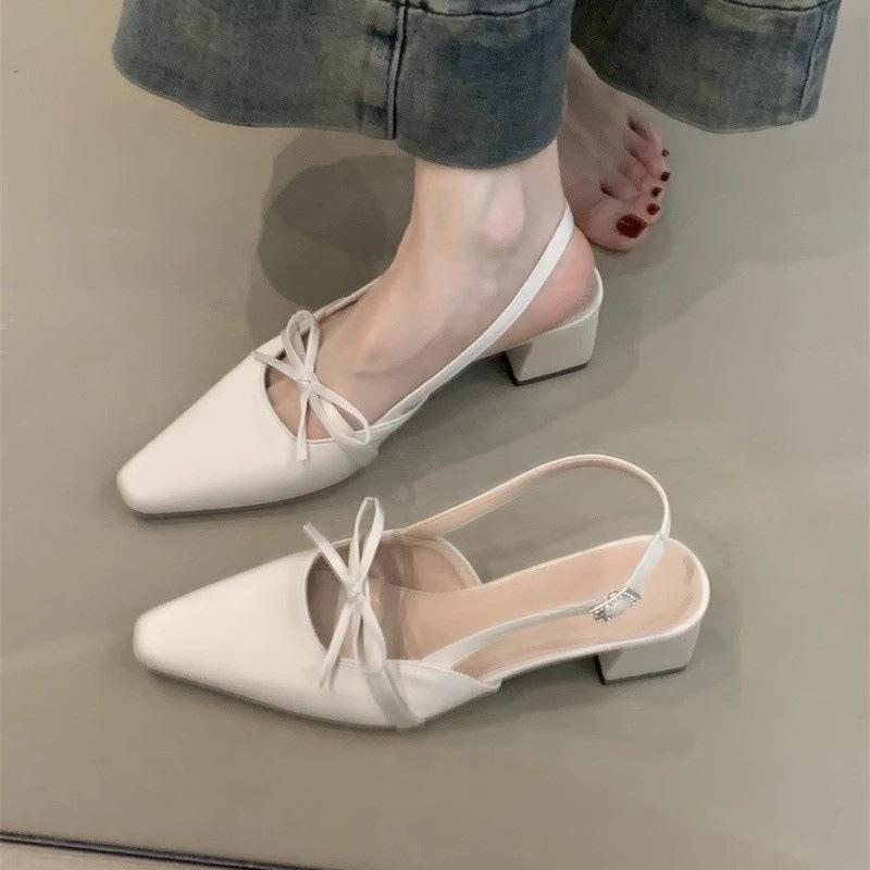 

Gentle fairy Mary Jane shoes temperament socialite bow square head light mouth empty sandals 35 чорний