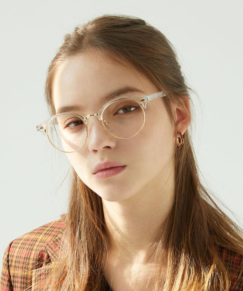 Oateu Romain Crystal Gold Browline Glasses
