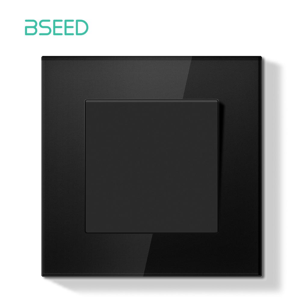 BSEED 1/2Gang Mechanical Button Switch Double Wall Light Switches 1Way Crystal Glass Panel  EU Standard