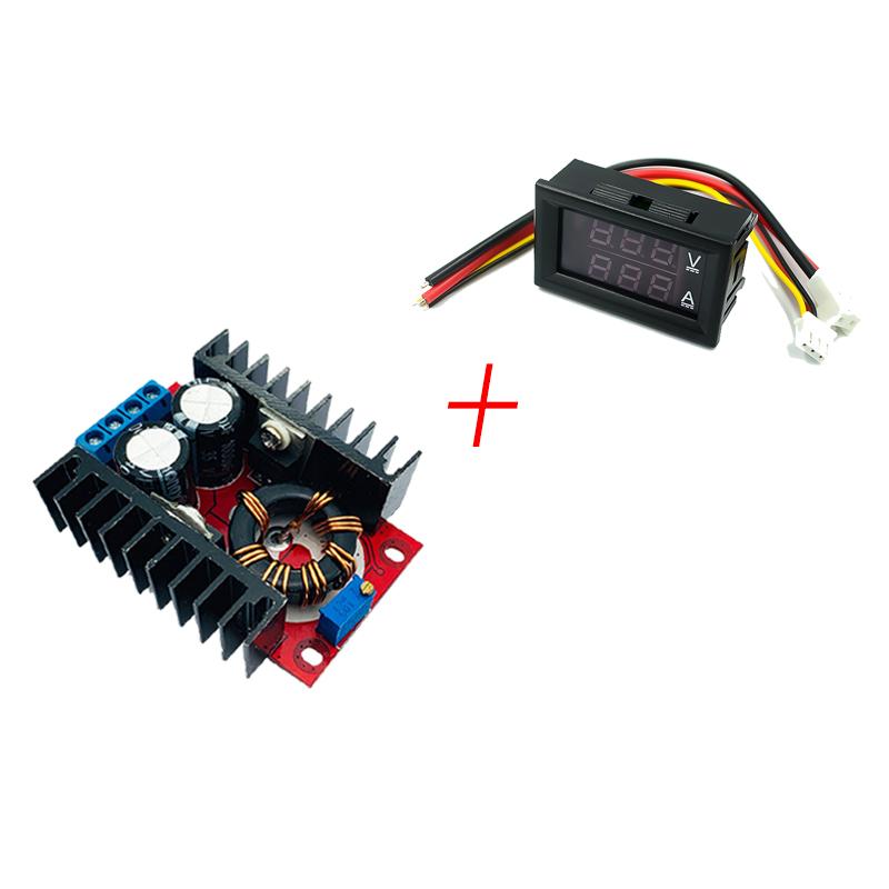 Conversor Boost DC 9A 300W 150W Conversor Buck Step Down Módulo de Potência DC 0-100V 10A Voltimetro Amperímetro Digital Display Duplo