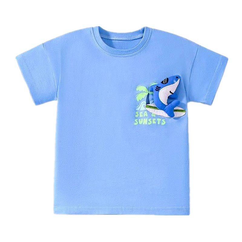 Foreign Trade Boys and Girls Short sleeve T-shirt 2025 New Pure Cotton Top Fried Street Pu Shuai Boys and Girls Summer Clothing Children Clothes 3