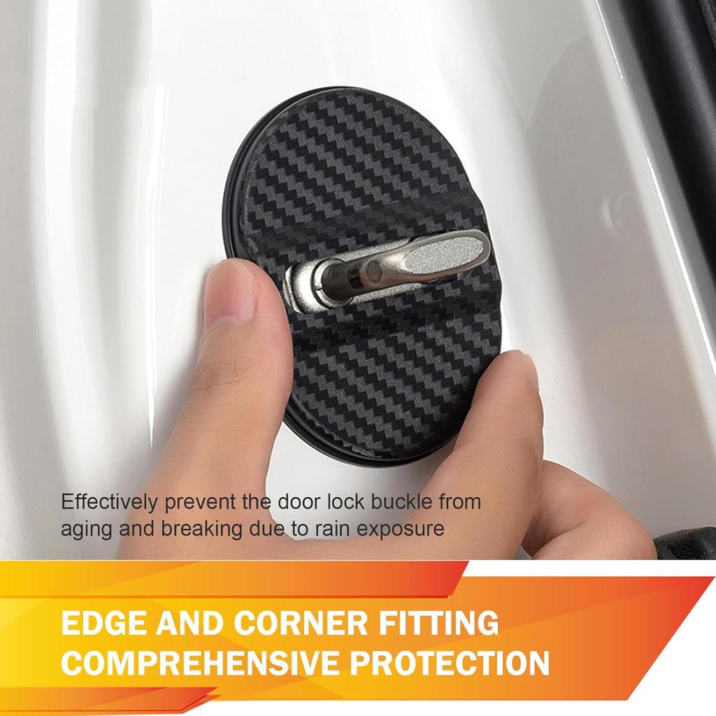 Car Door Latches Cover, Carbon Fiber Silicone Car Door Latch Covers, Automotive Door Lock Protection Decoration Accessories, Universal For Most Cars