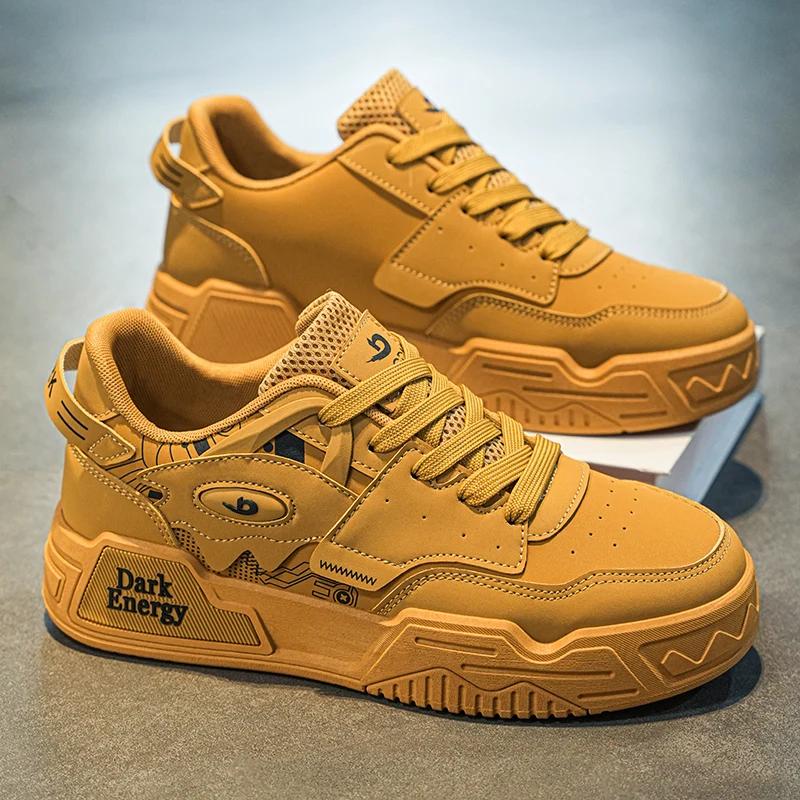 2024 New Men's Leather Sneakers for Casual Autumn and Winter Walking, Outdoor Fashion, Sports, Luxury, Low Cut Board Shoes