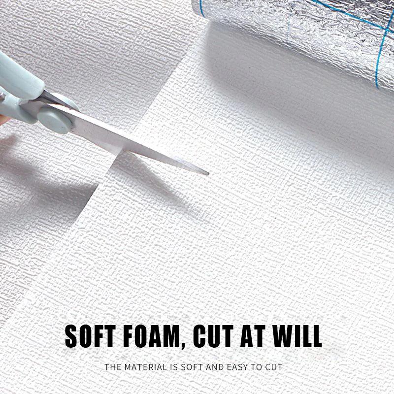 Self Adhesive Imitation Linen Wall Paper Renovation Bedroom Living Room Background Moisture-proof Mould Proof Foam Wallpaper