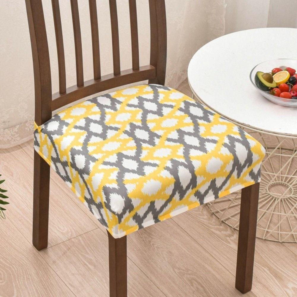 Soft Printed Design Stretch Chair Cover Square Elastic Bottom Chair Slipcover Removable Chair Cushion Cover Home Decor