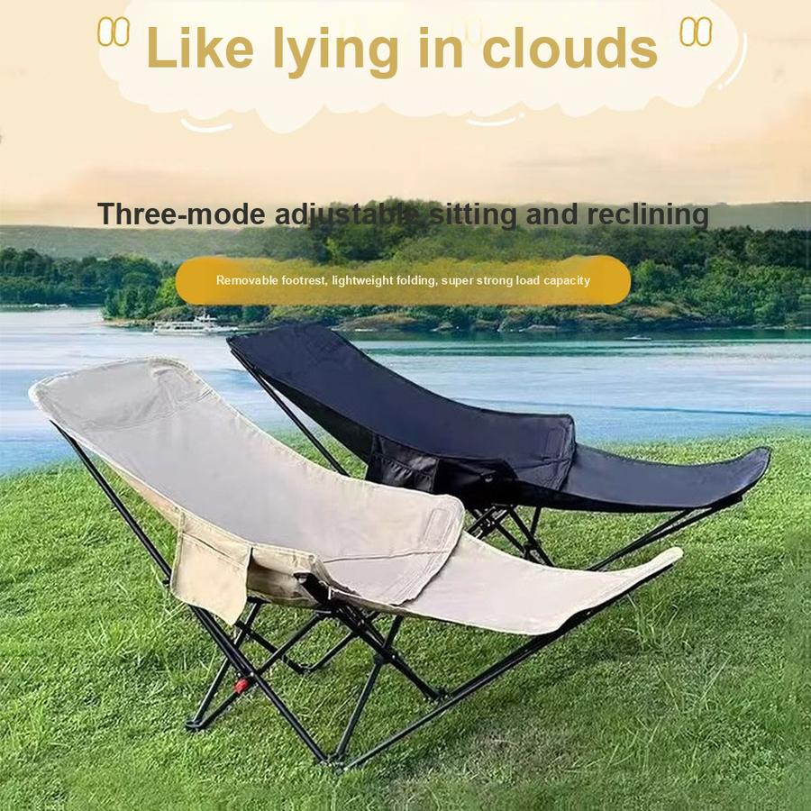 Campingstuhl Outdoor Hohe Rückenlehne Mondstuhl Verstellbarer Klappstuhl Freizeit Angeln Schlaffähig Tragbarer Klapp-Liegestuhl