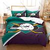 Ice Hockey Duck Bedding Set Duvet Cover + 2 Pillowcases Cute Cartoon Duck Ice Rink Sport Funny Animal Bedroom Decor