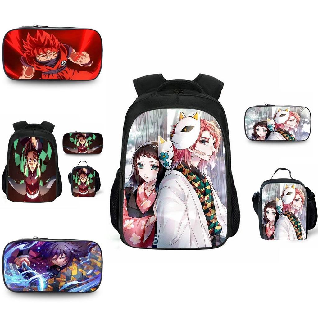 Fashionable Demon Slayer Kimetsu No Yaiba Print Schoolbag Ideal For Students And Fans