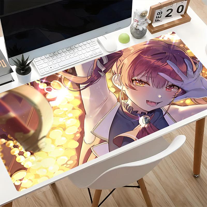 Large Gaming Mouse Pad Notbook Keyboard Pad NonSlip Computer Carpet H-hololive Houshou Marine Kawaii Desk Mat PC Gamer MousePad