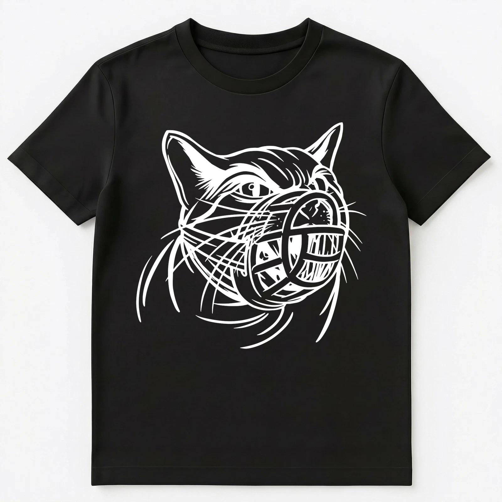 

Crazy Angry Cat With A Muzzle Graphic Unisex T-Shirt 4XL