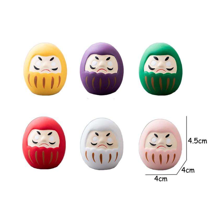 

Pack of 6pcs Mini Japanese Daruma, Ceramic Fengshui Figurines, Lucky Charm, Zen Ornament, Home Tabletop Decoration світло-сірого кольору