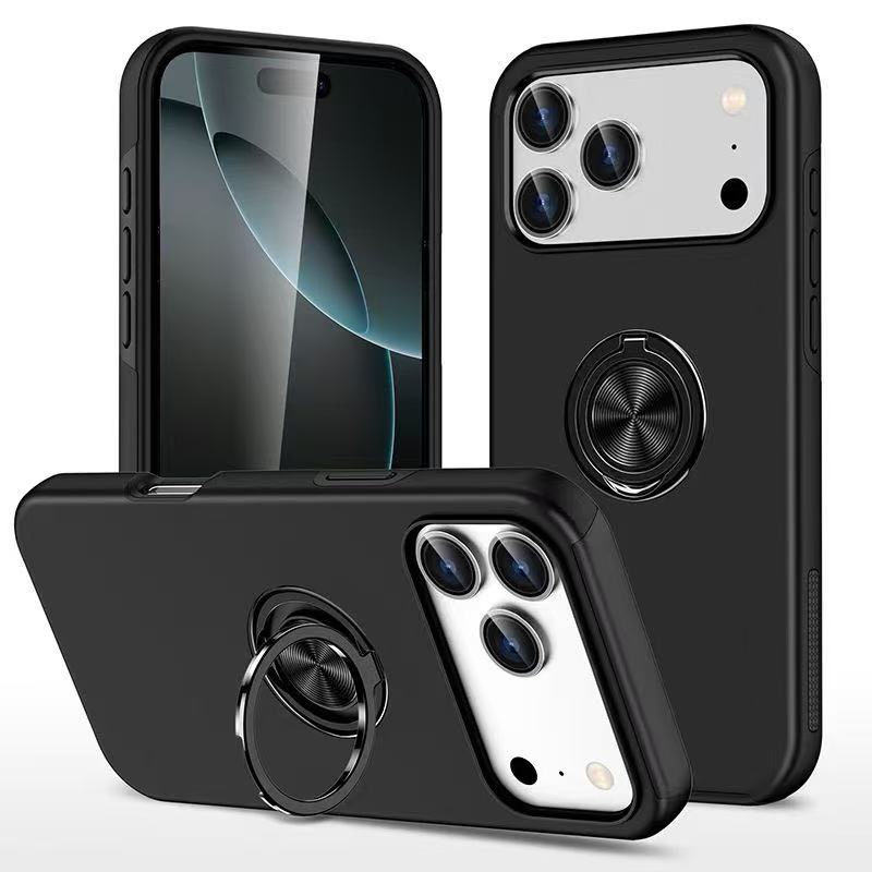 Magnetischer Ringhalter Handyhülle für iPhone 17 Air 16E 16 15 14 13 Mini Pro Max Plus mit Ständer Kunststoff Hart Stoßfeste Hülle