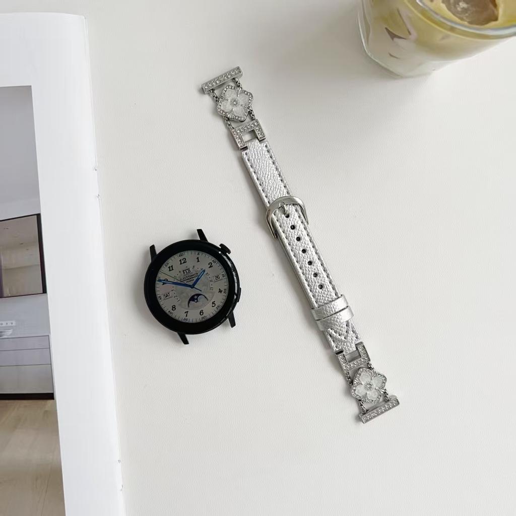 Premium-Leder-Flash-Diamant-Kleeblatt-Armband für Applewatch Apple Watch S10 Damen Ins Nische SE