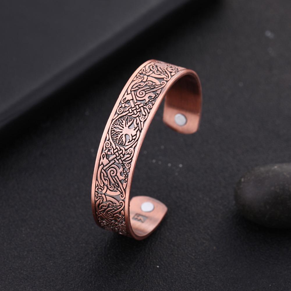 Talisman Gesundheitsarmbänder Lebensbaum Glücksknoten Runen Dreifaltigkeit Magnetische Armspangen Damen Herren Verstellbares Armband