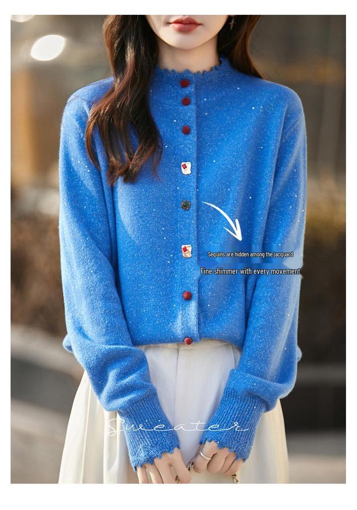 2026 Colorful Women's Slimming Knit Button Cardigan, Plus Size Autumn/Winter Sweater Coat