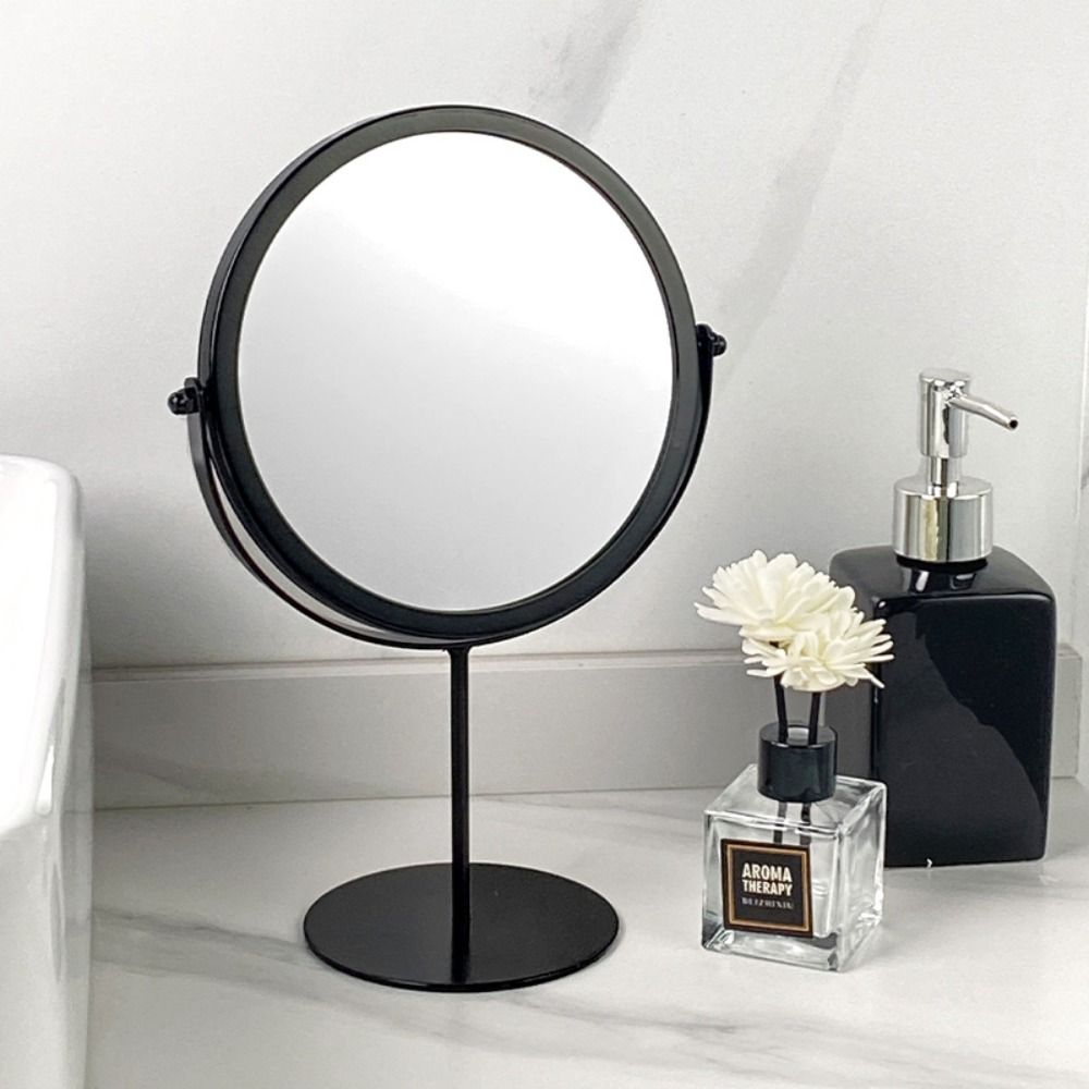 Rotating Metal Makeup Mirror European-style Dormitory Beauty Mirror  Desktop