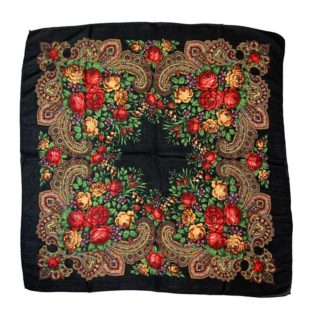 Yunnan Floral Headscarf for Elderly Women, Russian Ethnic Style, Lightweight, Ideal for Work