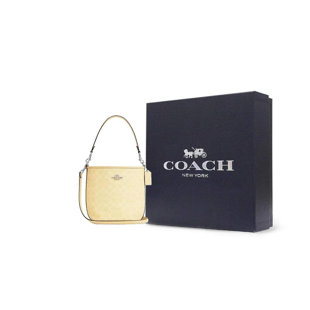 COACH City Bucket Coated Canvas One Shoulder Handbag Small Women's Hay Color CT800-SVMN0