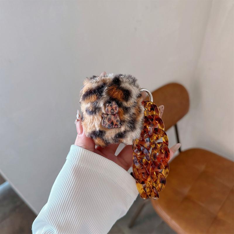 Plush Leopard Cat Zebra Pattern Cover for 1/2/3/4 Gen, Cute Protective Case for AirPods Pro 2 Case Wireless Headset