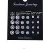 12 Pairs White Shiny Wedding Stud Earrings Set | CZ Cubic Zirconia Unisex Hypoallergenic Jewelry