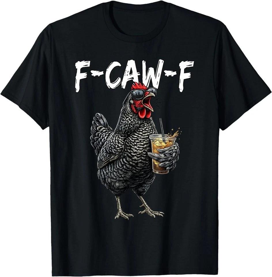Vintage Rooster F Caw F Coffee Drinker Sarcastic Humor T-Shirt 3XL