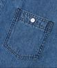 TRILLION Stone Washed Oversized Denim Long Sleeve Shirt (Middle Blue)
