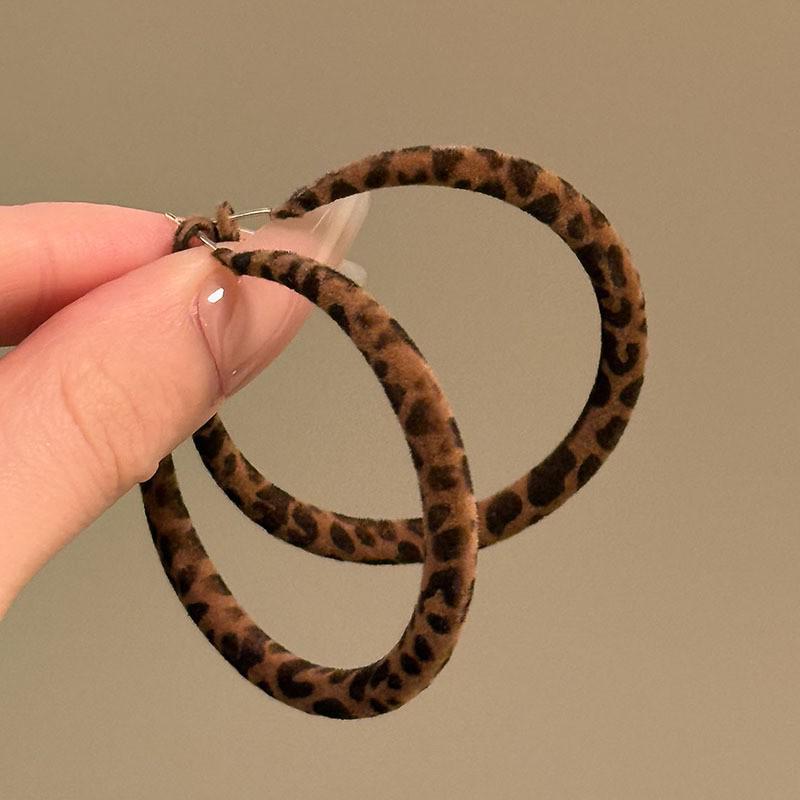 Silbernadel Leopard Harz Geo Runde Ohrringe, Retro Myer Stil, Nischen Design für Frauen