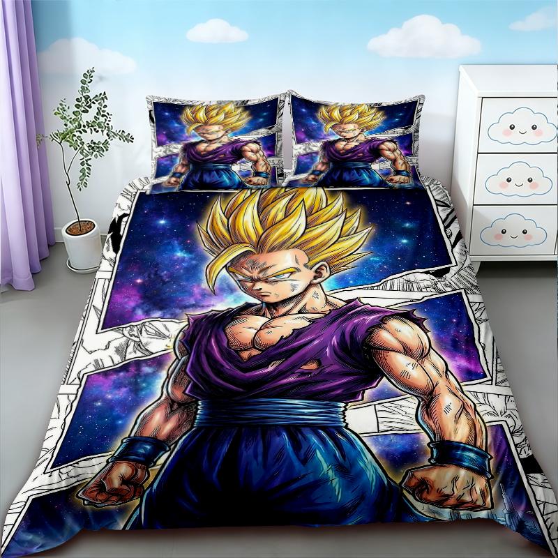 Duvet Cover Anime Dragon Ball Duvet Comforter Quilt Cover Set Super Saiyan Bedding Set Cartoon Bedroom Decoration Gifts