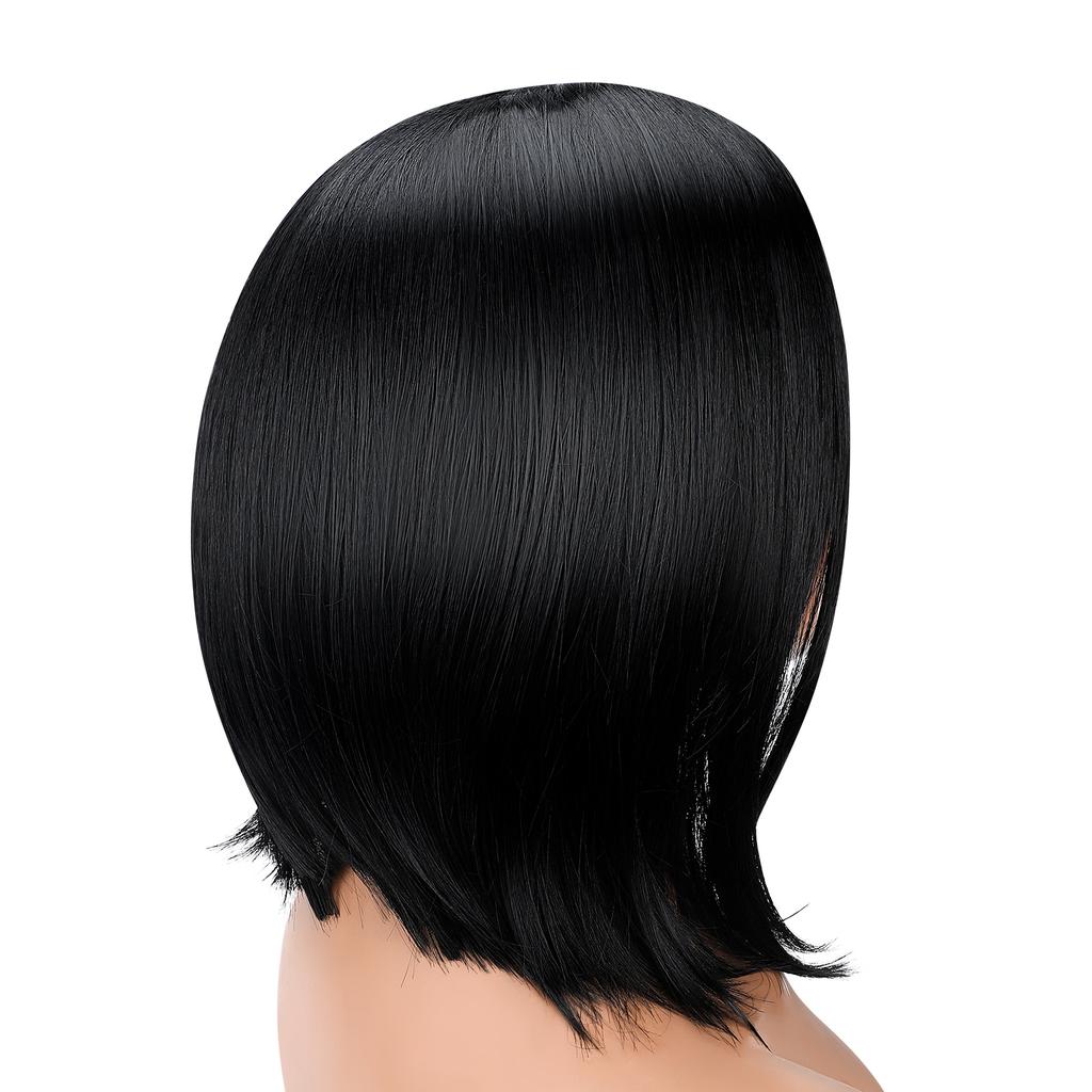 Women Black Short Straight Wig Straight Knotless Light-weighted Wig for Girls Daily Use Hair Styling