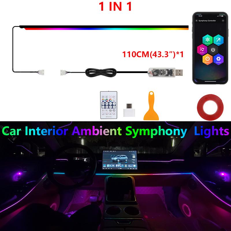 

Car Full RGB Ambient Rainbow Light Strip/ High-end USB Dream Symphon music Atmosphere Lamp with App Remote Control 1 IN 1