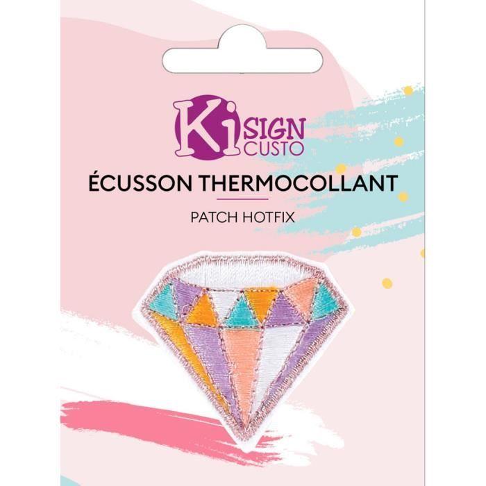 Ecusson brodé thermocollant - Diamant - Couleur blanche - Thermocollant - Design élégant