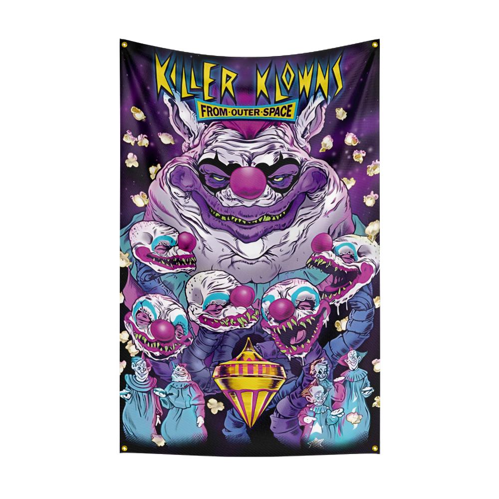 3x5 Ft Kkillers Clowns Flag Classic Horror Movie Flag Halloween Wall Hanging Banner Decor Movie Poster Outer Space