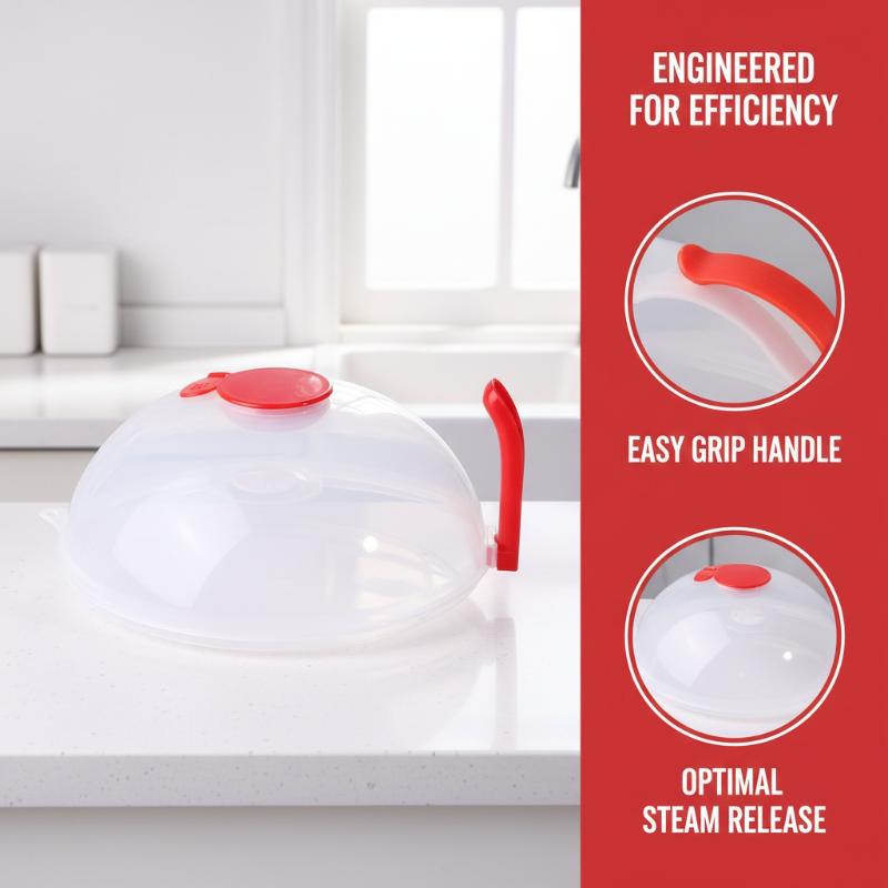 New Microwave Splash Cover High Temperature Resistant Microwave Guard Lid Transparent Food Heating Cover With Steam Vent Handle