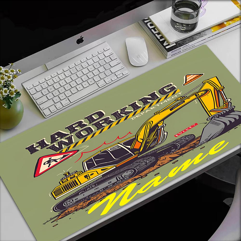 Custom Name excavator Theme Mouse Pad, Non Slip Rubber Base, Multifunctional Office & Home Decor, Perfect for Workspace Personalization.