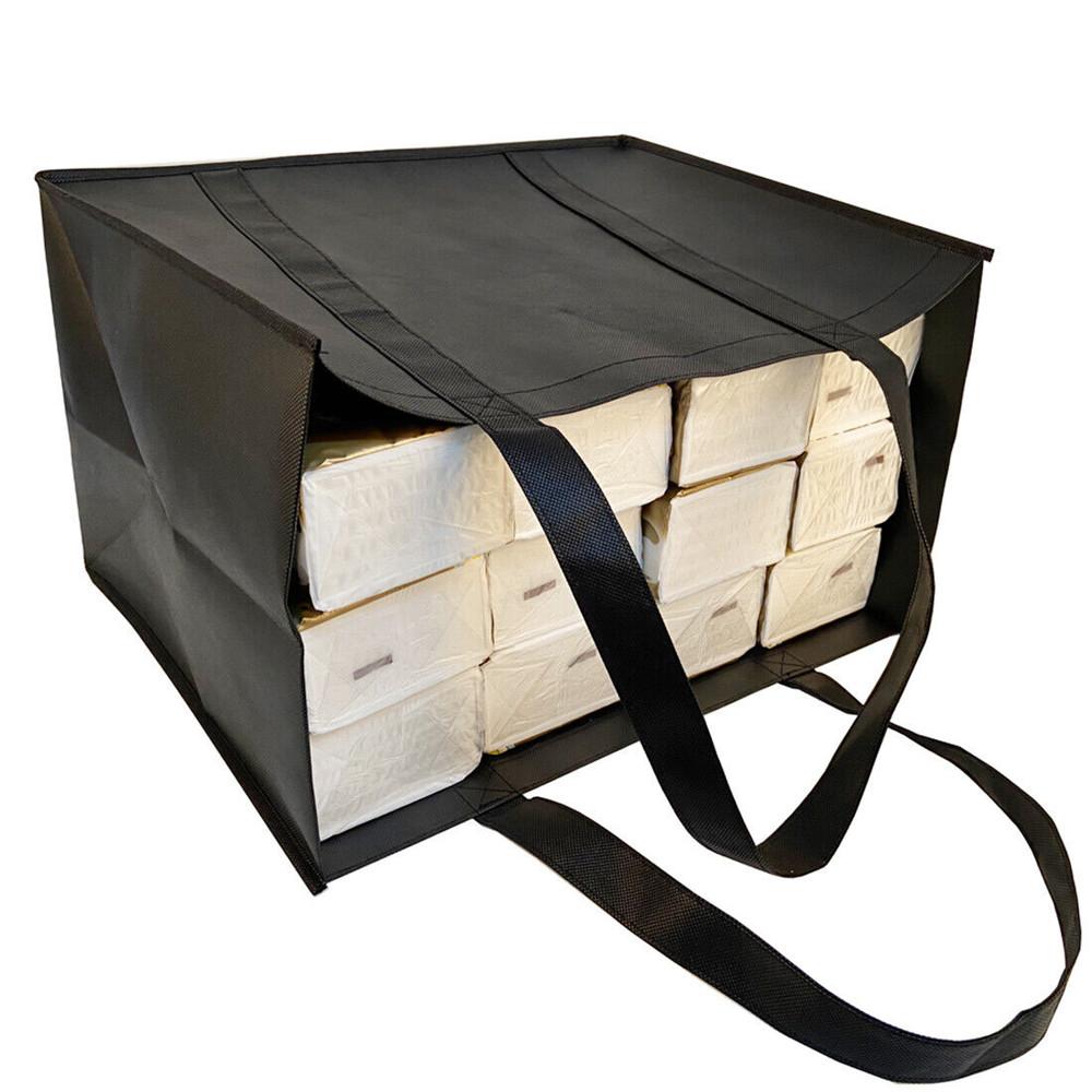 Non-Woven Black And Gray Simple Foldable Portable Non-woven Large Capacity Reusable Grocery Duty Shopping Bags Totes Handbag
