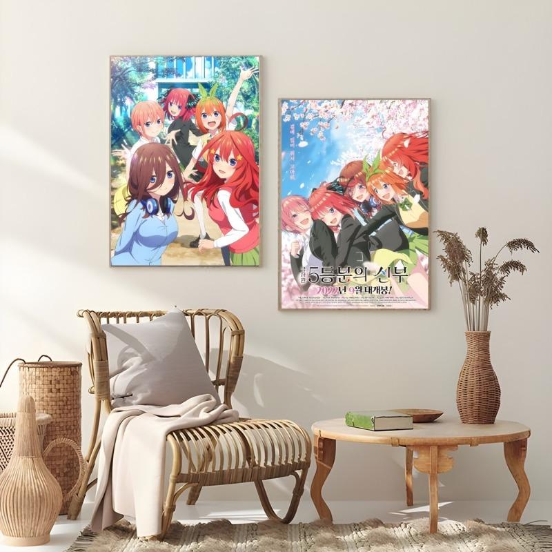 Anime The Q-Quintessential Q-Quintuplets Poster Sticky Wall Art Printing Waterproof Home Living Bed Room Bar Aesthetic Decor