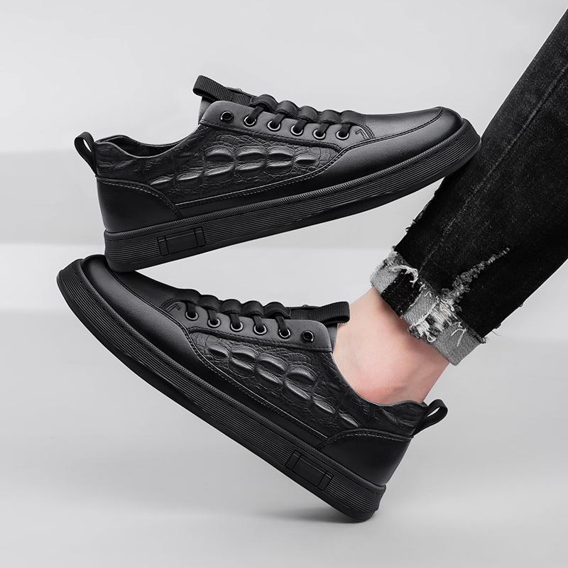 Fashion Genuine Leather Men's Board Shoes Comfortable Classic High-quality Styles Daily Business Party Office Black Adult Shoes H