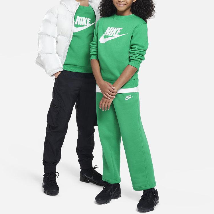 Nike Sportswear Club Fleece Logo Print Ribbed Crewneck Sweatshirt Kids sweatshirt Green FD2992-324