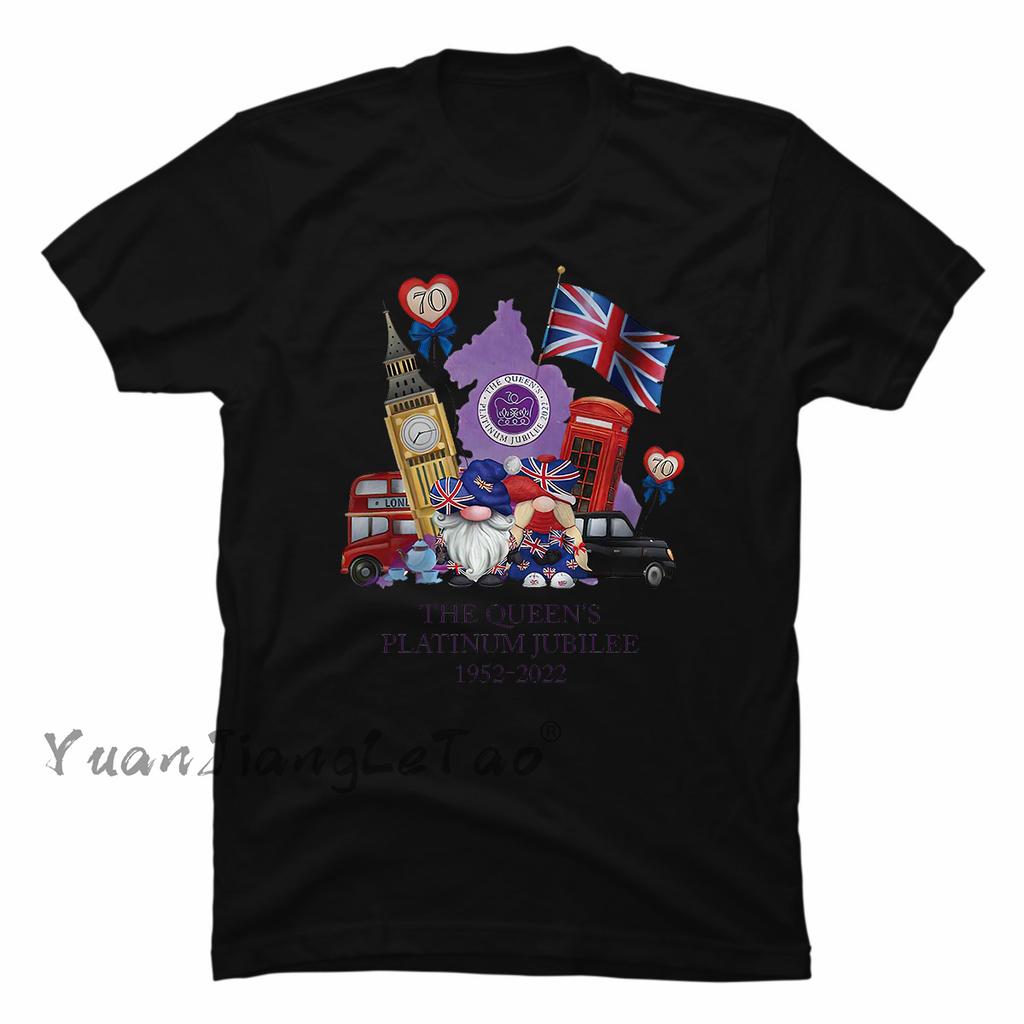 Queen 2022 Union Jack 70th Platinum Jubilee Tshirt Queen Elizabeth II Classic Tops Kawaii Corgi Dog Graphic Tops Unisex Shirt