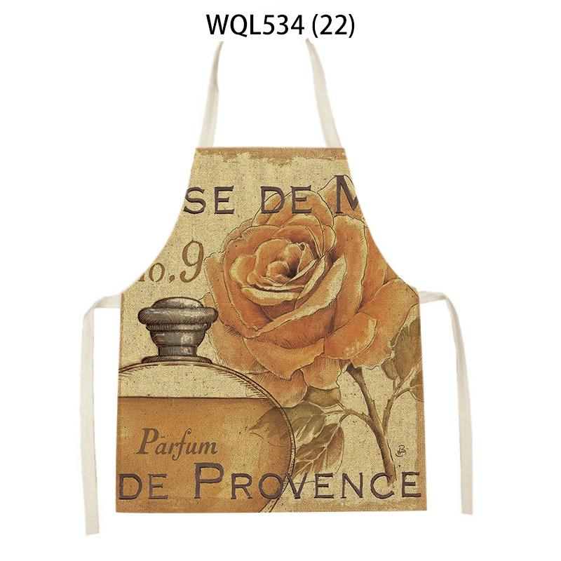Women Men Retro Bird Flower Butterfly Printed Kitchen Aprons Household Cleaning Pinafore Baking Accessories Linen Cooking Apron